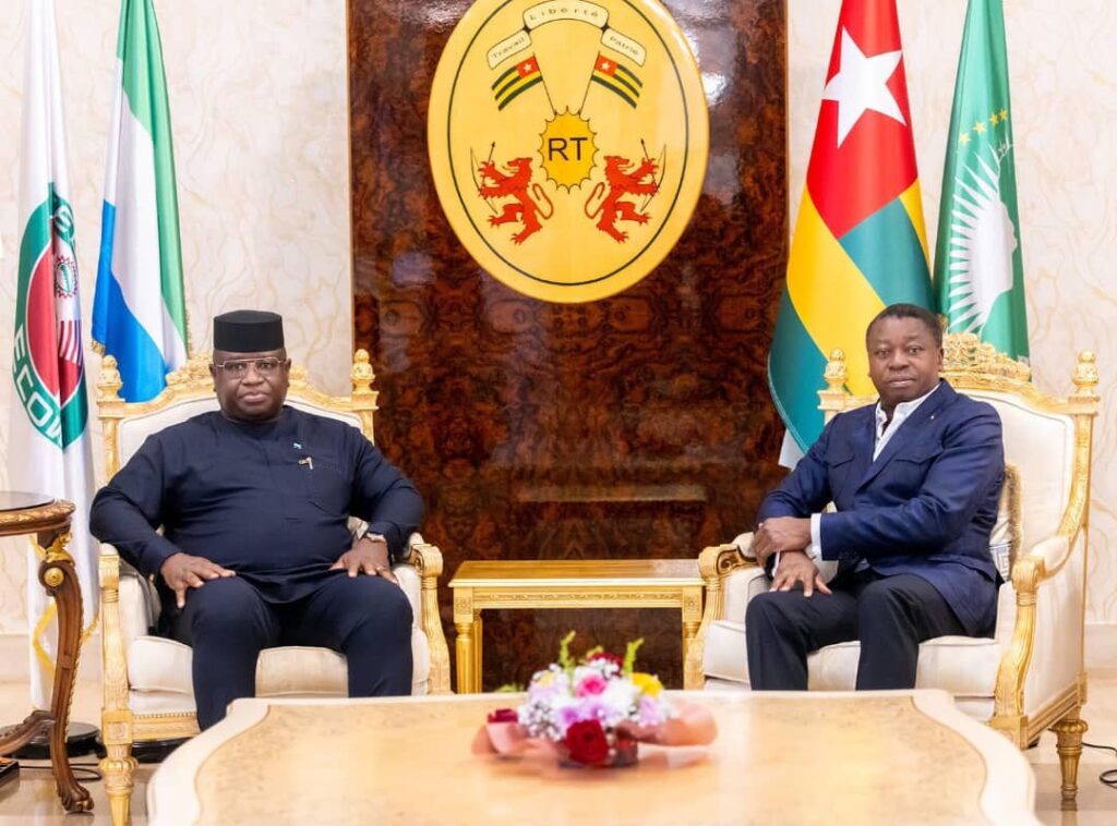 TOGO: Faure Gnassingbé et Julius Maada Bio renforce leur lien d’amitié et de coopération
